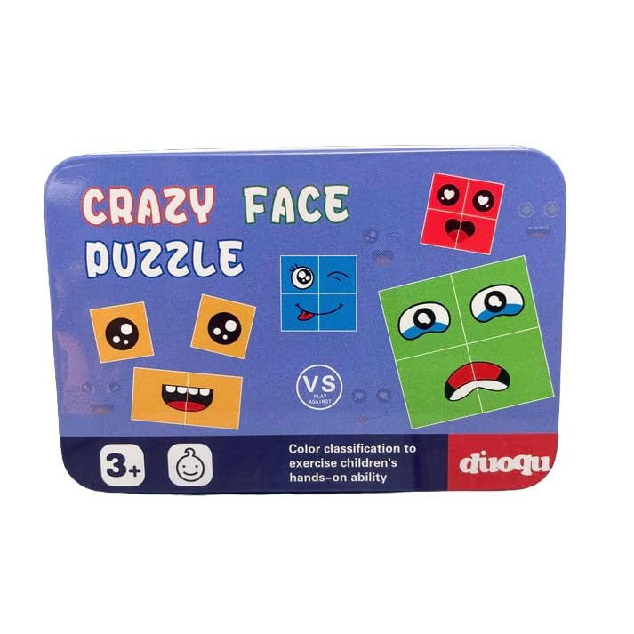 Kids Face Changing Magic Cube Puzzle for Kids, Rubik's Cube Face Expression Toy 16 Wooden Puzzles & 72 Playing Cards Expression Matching Emoji Educational Toy