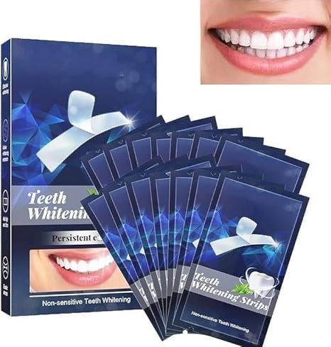Teeth Whitening Strips, Teeth Whitening Strips for Sensitive Teeth, Enamel Safe for Whiter Teeth, 30 Minutes Fast Results, Remove Years Coffee/ Wine/Smoking Stains, Fast & Effective Teeth Whitening 7 Treatments (14 Strips)