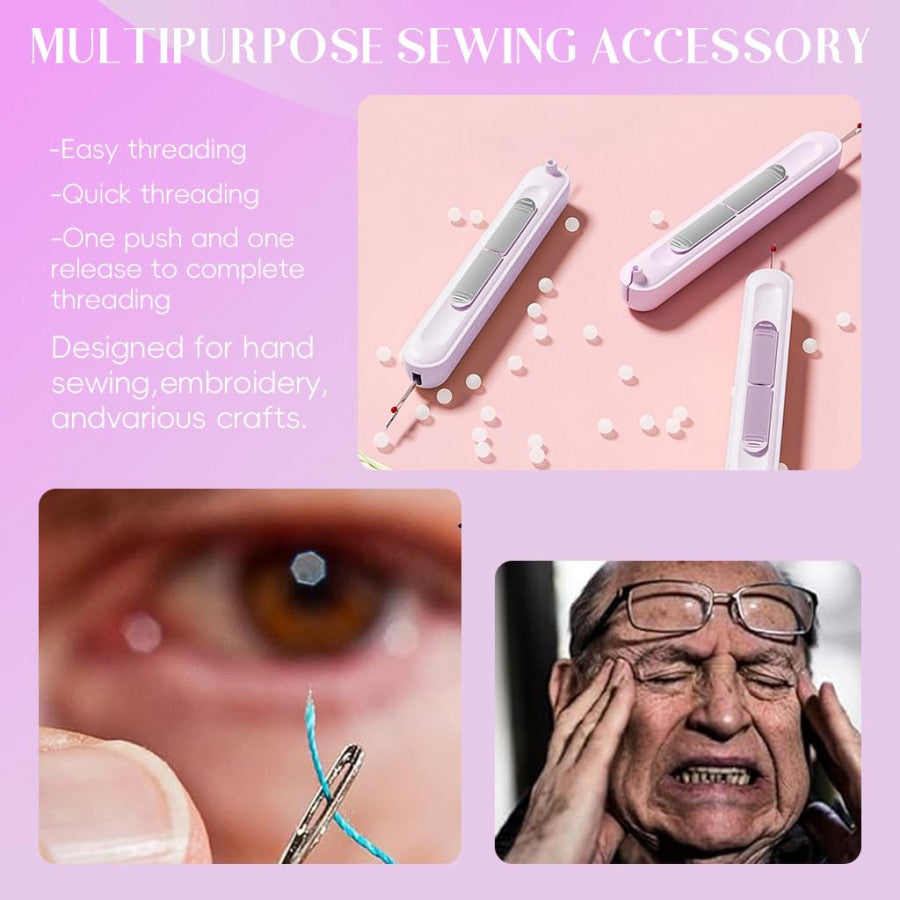 2-in-1 Automatic Needle Threader & Seam Ripper – Compact Sewing Essential
