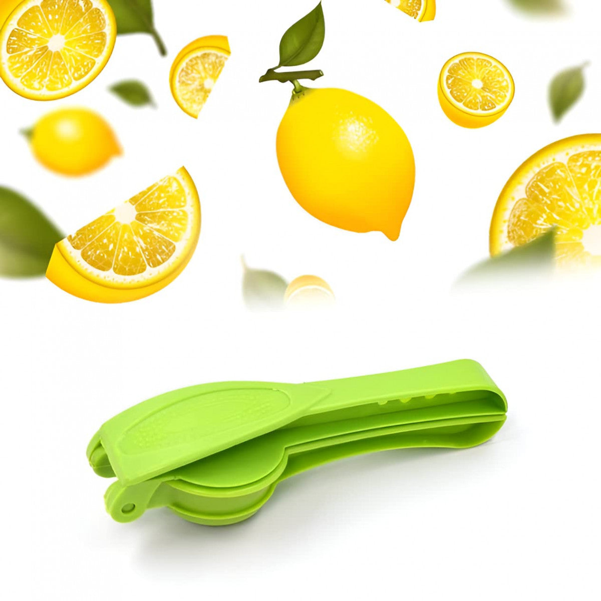 Unbreakable Plastic Lemon Squeezer with Stainless Steel Opener – Green