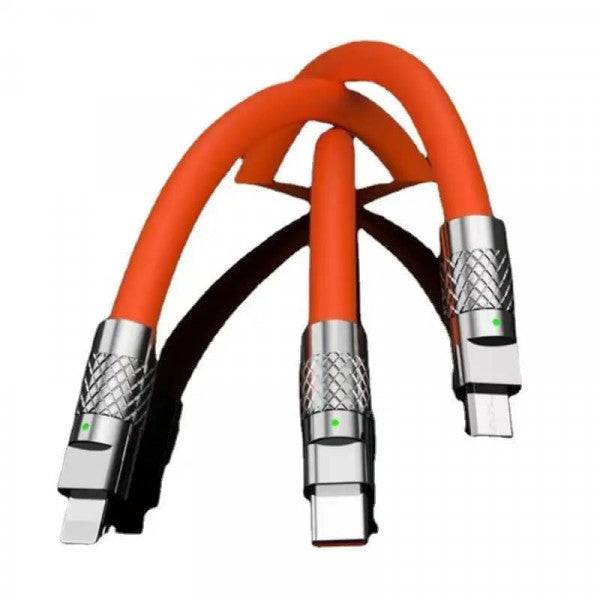 3-in-1 Fast Charging Cable – Orange | Type-C, Micro USB & iOS Compatible