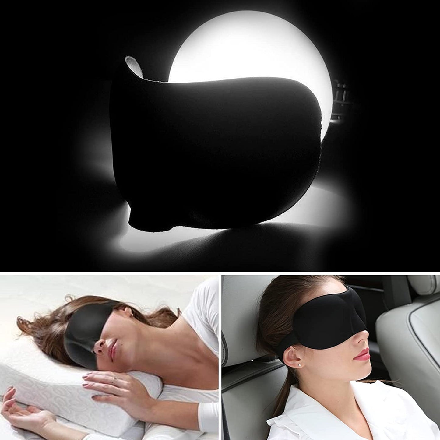 3D Contoured Sleep Mask – 100% Light Blockout, Adjustable Soft Eye Shade for Travel, Naps & Shift Work
