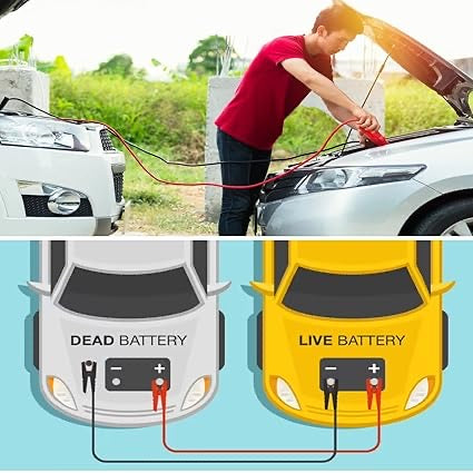 4 Gauge Copper Auto Jumper Cables – 500 Amp Emergency Battery Booster with Storage Bag, 6.5ft Heavy-Duty Jump Start Leads for Cars, SUVs & Trucks