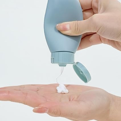 Travel Bottle, Leak Proof Refillable Squeezable Containers Set (60 ml) with 6 Label & Transparent Carry Bag for Liquid Shampoos, Soap & Toiletries Mini Essentials (3pcs Pack)