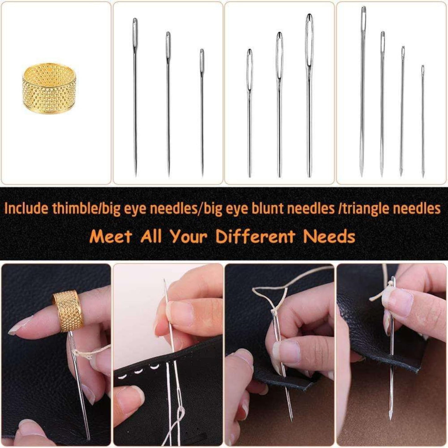 30 PCS Self-Threading Needle Set with Wooden Storage Case – Easy Thread Quilting & Sewing Needles