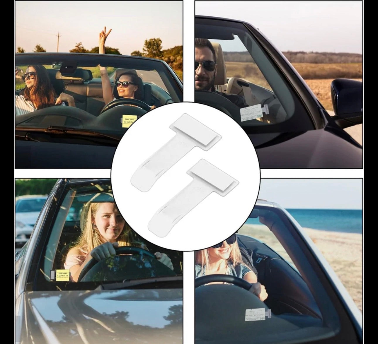 Self-Adhesive Windscreen Cardholder, Fastag Stand, Transparent Ticket Holder Car, Ticket Holder Car, Parking Permit Clip (2Pcs Set)