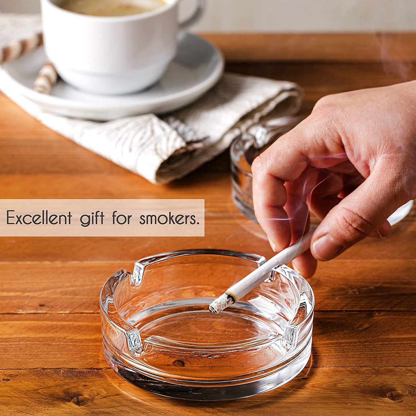 ✨ Round Glass Cigarette Ashtray – Elegant Heavy-Duty Crystal Design