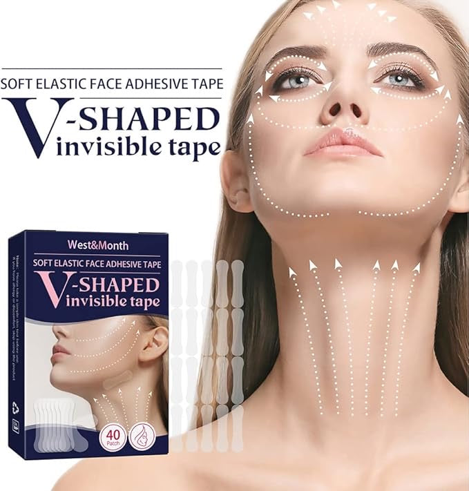 Invisible Face Lifting Tape – 40 pcs Breathable & Waterproof V-Shape Beauty Strips