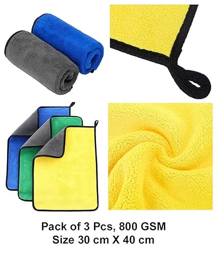Car Accessories Cleaning 800 GSM Microfiber
Towel for Car Cleaning and Detailing, Dual Sided, Extra Thick Plush Microfiber Cloth - 40cmx40cm (2pcs Pack)