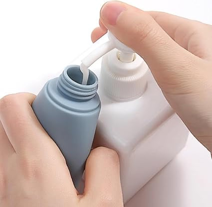 Travel Bottle, Leak Proof Refillable Squeezable Containers Set (60 ml) with 6 Label & Transparent Carry Bag for Liquid Shampoos, Soap & Toiletries Mini Essentials (3pcs Pack)