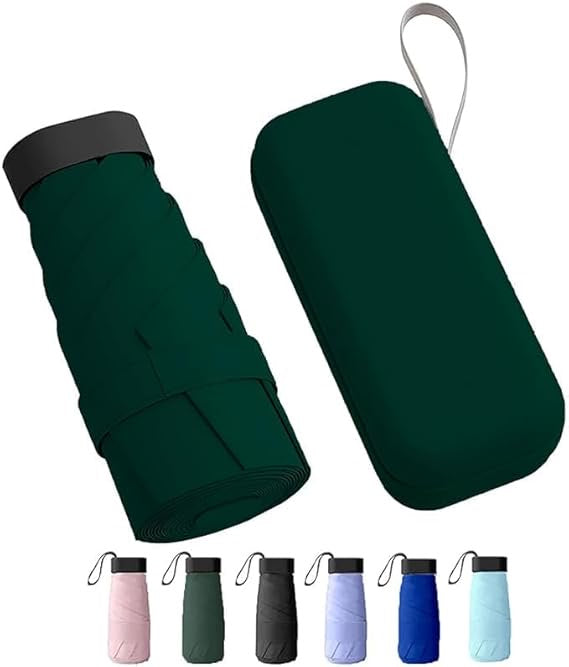 Travel Mini Folding Compact Umbrella with Case, Manual Open 6 Ribs Lightweight Portable, Small Sun & Rain Pocket Umbrella for Girls and Women- Use in Rain & Summer Square Anti Uv Small Mini Six-Fold Pocket Umbrella Business Gifts Foldable Umbrella