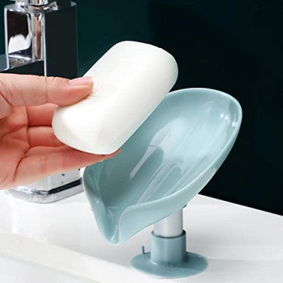 Suction Cup Soap Holder with Slant Drain Design – No Drill, Wall-Mounted Soap Dish for Bathroom & Kitchen - Pack of 2