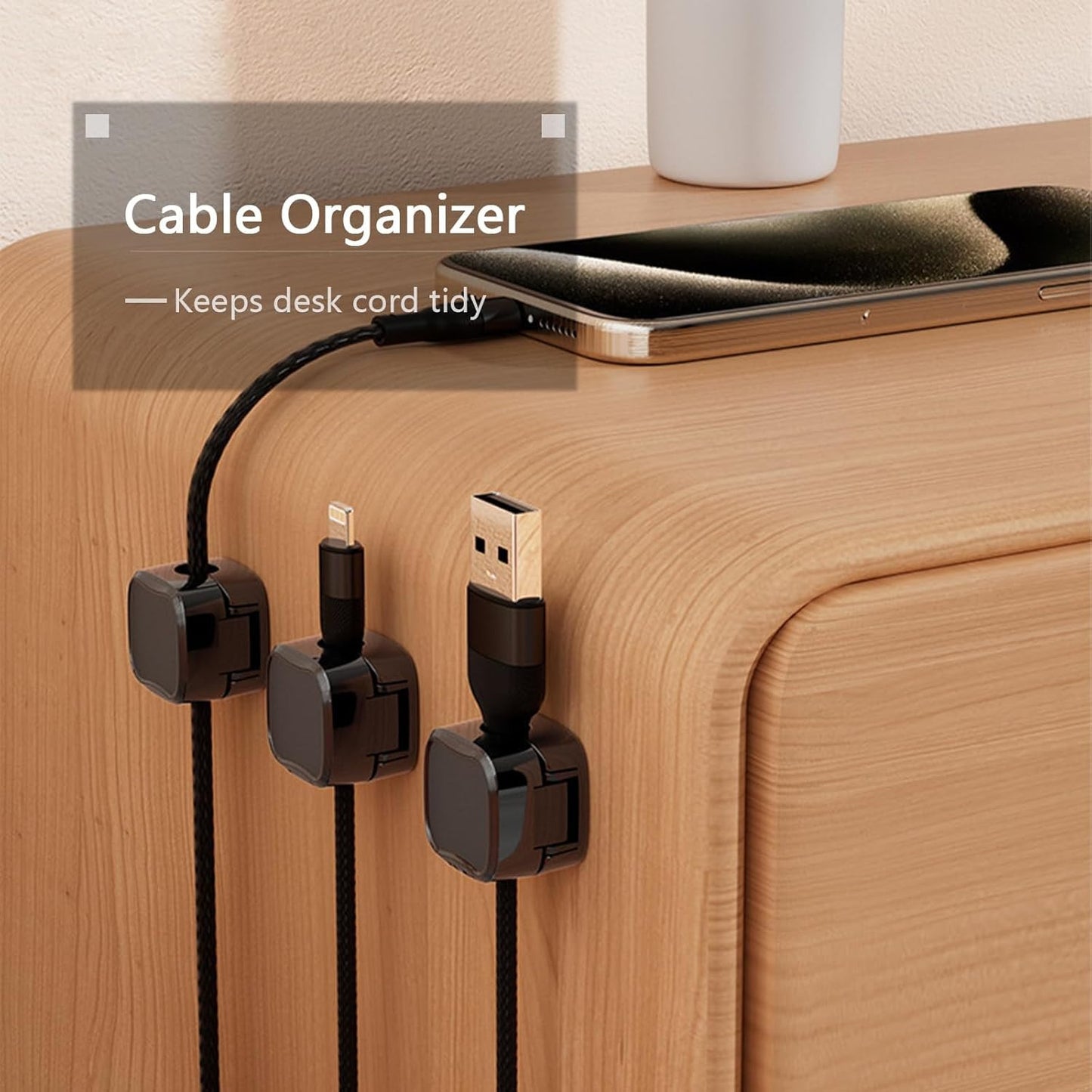 6 Pack Magnetic Cable Clips – Cord Organizer for Desk, Car & Home