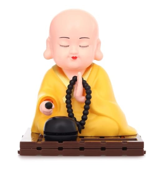 Solar Chargeable Baby Monk Moving Head and Hand Buddha Showpiece for Home Decor, Living Room, Bed Room