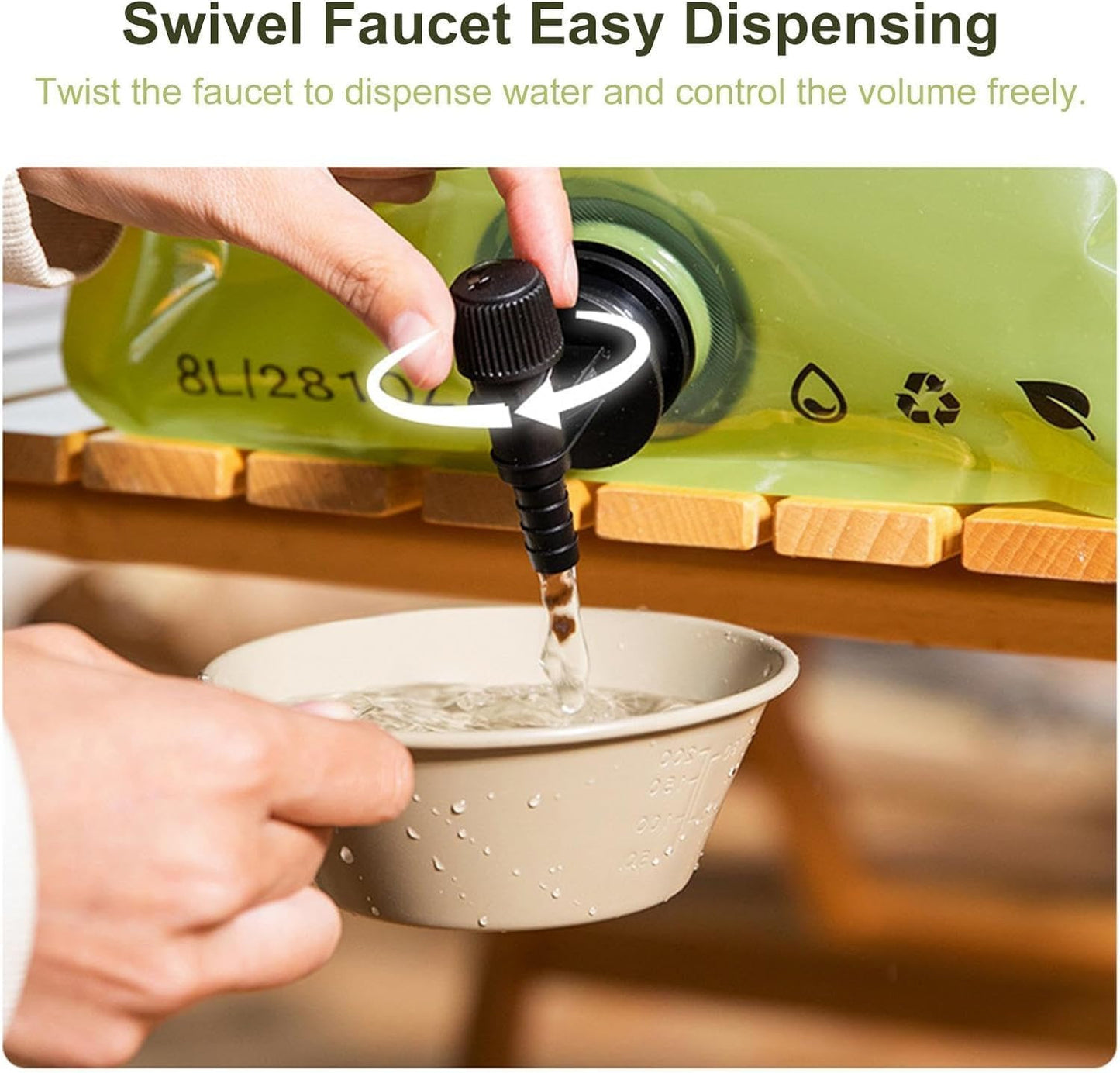 8L Folding Water Bag – Portable BPA-Free Water Container with Faucet & Carry Handle for Camping, Hiking & Travel