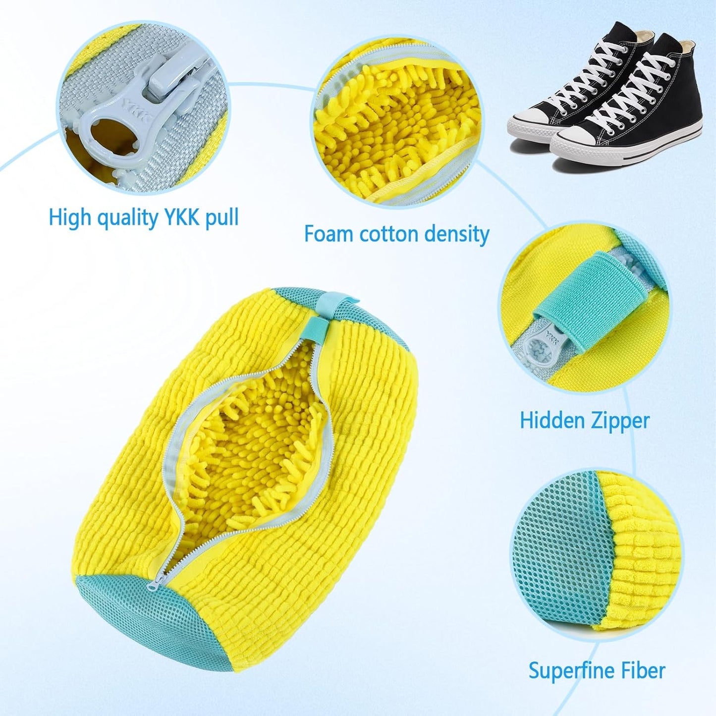 Shoe Washing Machine Bag – Durable Nylon Sneaker Cleaner with Protective Zipper & Breathable Mesh for Running, Canvas & Tennis Shoes (39x19 cm)
