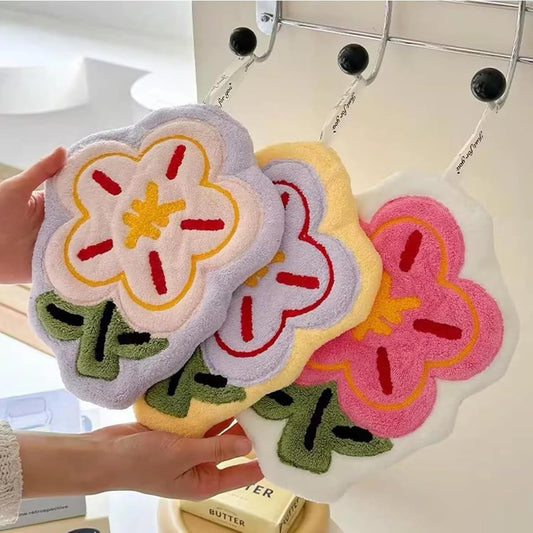 Flower Coral Hanging Hand Towels – Ultra Soft & Absorbent (Multicolor)
