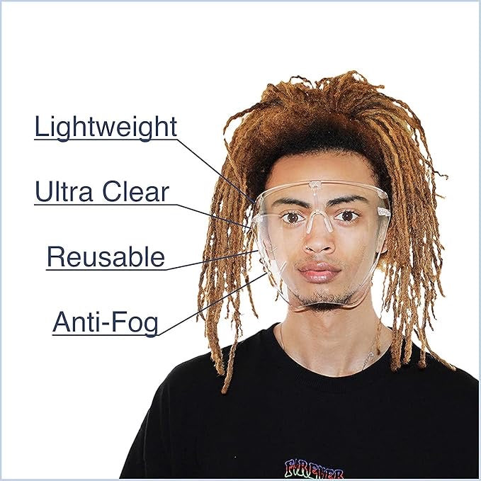 Face Shield, Protective Mask, Goggles, Safety Glasses, Sunglasses for Outdoor Camping Cycling UV Protection for Men Women Face  Protection Glasses, Anti-Fog Face Cover, Reusable Splash-Resistant Face Visor Face Protection Glasses, Anti-Fog Face Cover