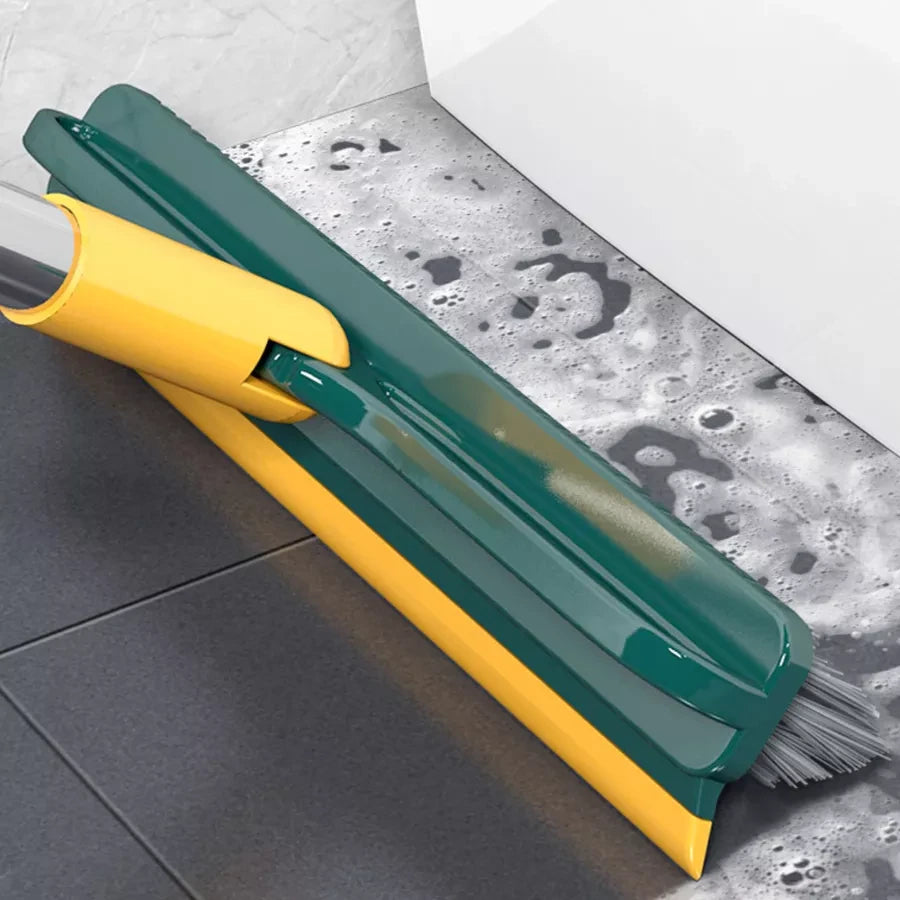 2-in-1 Long Handle Floor Cleaning Brush with Wiper – Scrub & Sweep in One