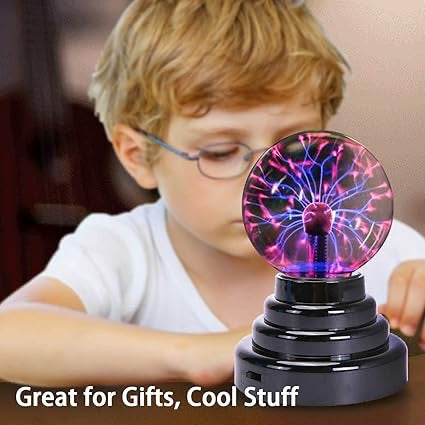 Plasma Ball/Light/Lamp, Static Electricity Globe Electric Lightning Ball, Touch Sensitive, USB Powered, Amazing Gift for Parties, Birthday & Holiday