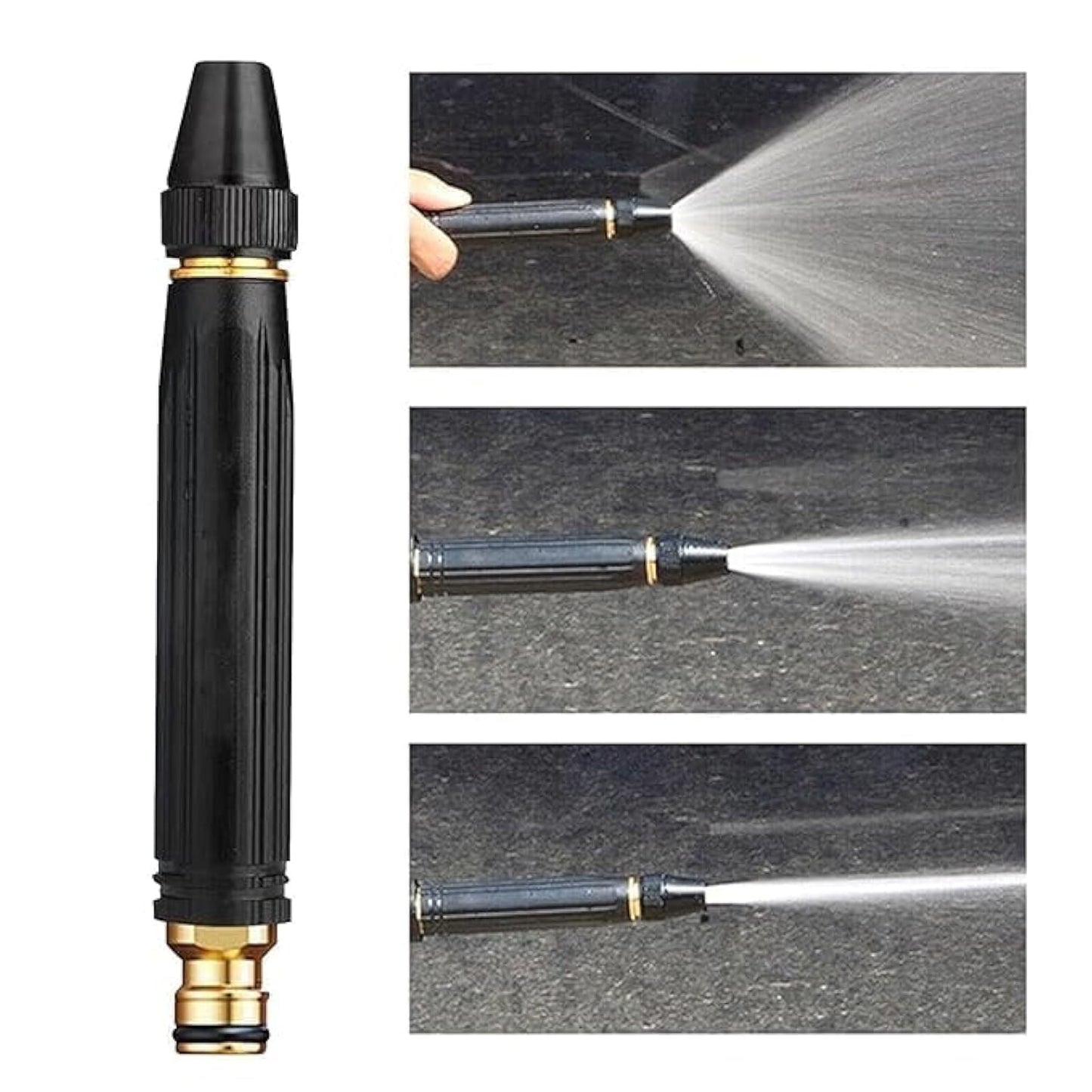 💦 Black Heavy-Duty Water Spray Nozzle – Adjustable Multi-Pattern Hose Attachment (½” Connector)