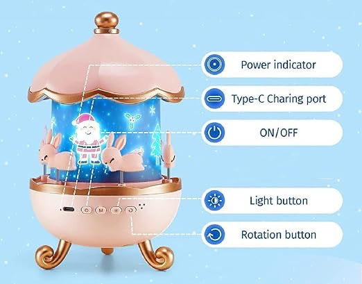 🐰 Rabbit Night Light Projector – Rechargeable LED Baby Lamp with Remote Control