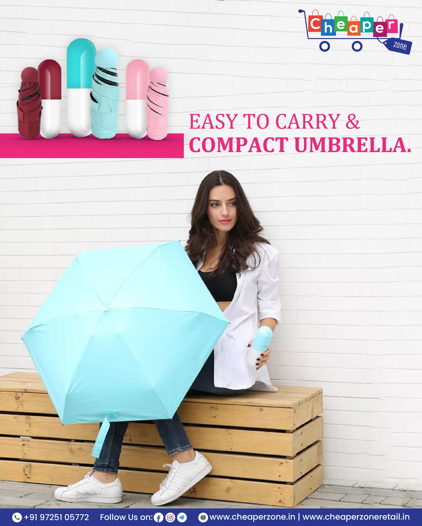 Capsule Travel Umbrella – Ultra Compact, UV-Resistant, with Waterproof Case