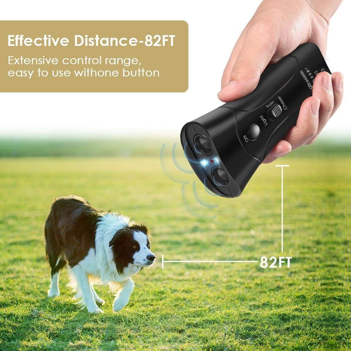 🐶 Ultrasonic Dog Chaser – Portable Bark Deterrent with Dual Speakers & Adjustable Volume