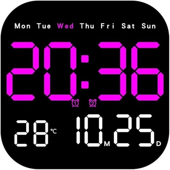Digital LED Wall Clock with Remote Control
Temperature Time Week Date Display Fashion Living Room Desktop Alarm Electronic Clock