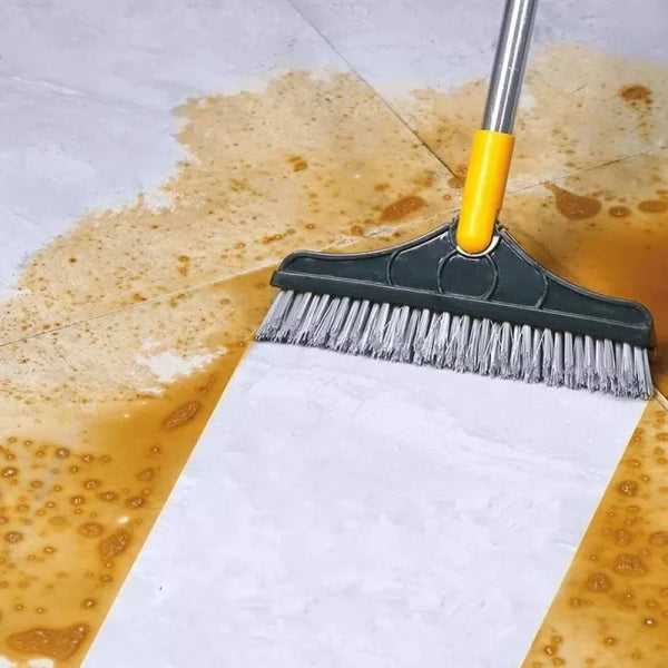2-in-1 Long Handle Floor Cleaning Brush with Wiper – Scrub & Sweep in One