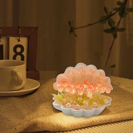 Tulip Night Light Flower Lamp Shell Light, Tulips Bedroom Table Lamps,Christmas Birthday Gifts for Women Her Girlfriend Wife Sister Girls Children Home Decor
