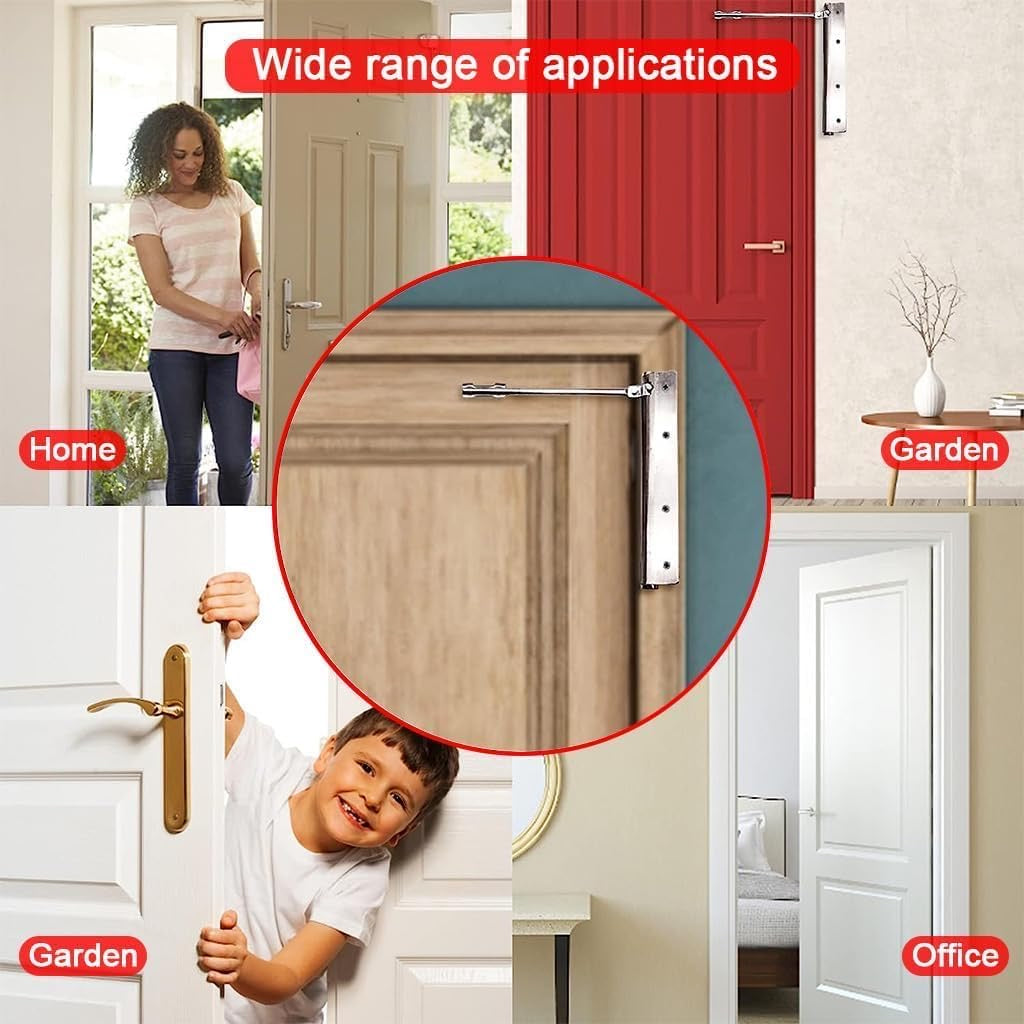 Automatic Adjustable Door Closer – Rust-Proof Stainless Steel Self-Closing Safety Spring for Residential & Commercial Doors