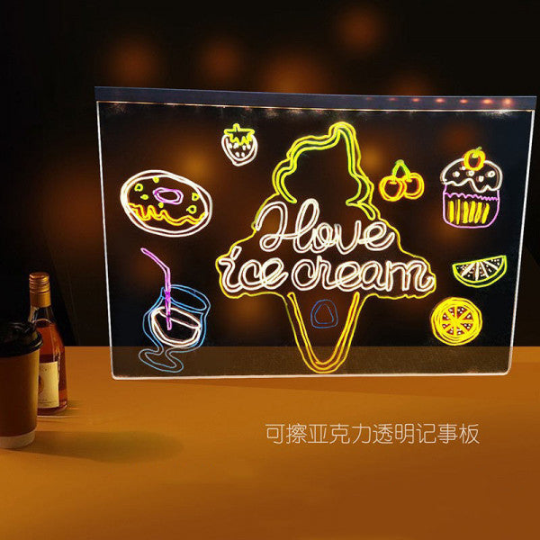 Acrylic LED Message Board – 30×20 cm | Glow Writing Board with 7 Marker Pens