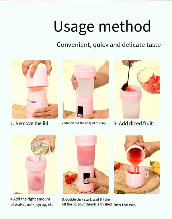 Pastel Coloured Portable Wireless Foldable Cup Blender (MULTICOLOR)