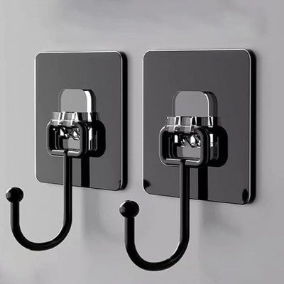 Black Large Adhesive Wall Hooks Hanger – Heavy Duty (Pack of 5)