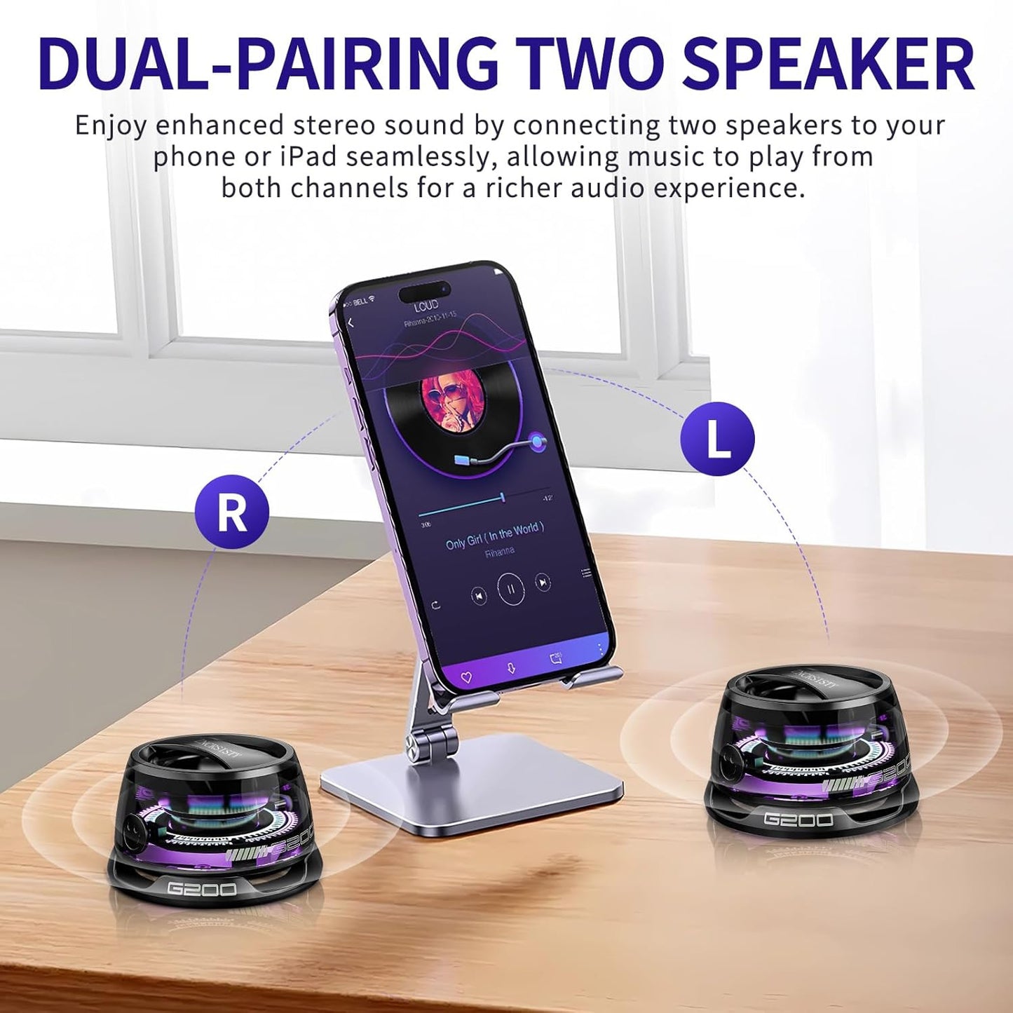 G200 Magnetic Bluetooth Speaker – Mini Wireless Speaker with RGB Lights, 5W Bass Sound, Bluetooth 5.3, Strong Magnet for iPhone & All Smartphones