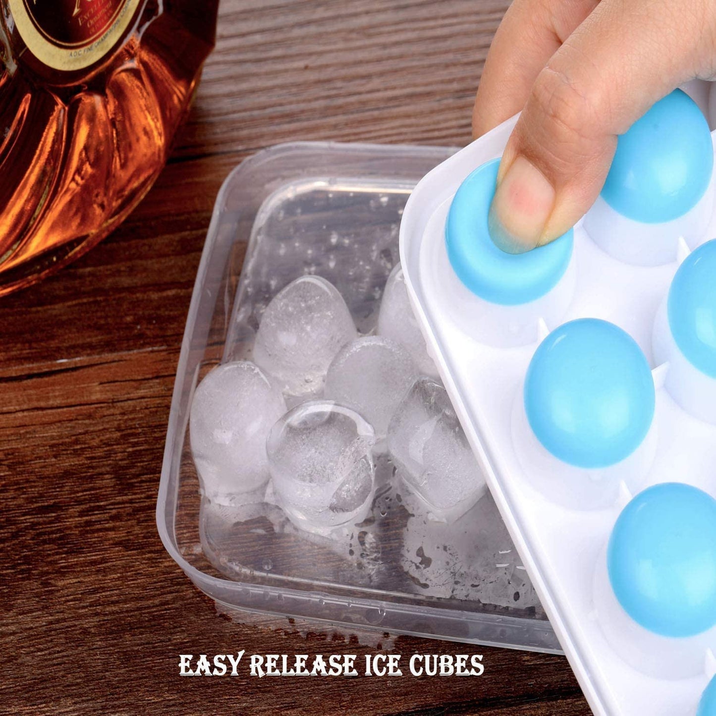 21-Cavity Silicone Pop-Up Ice Cube Tray with Lid – Easy Release, Stackable & BPA-Free