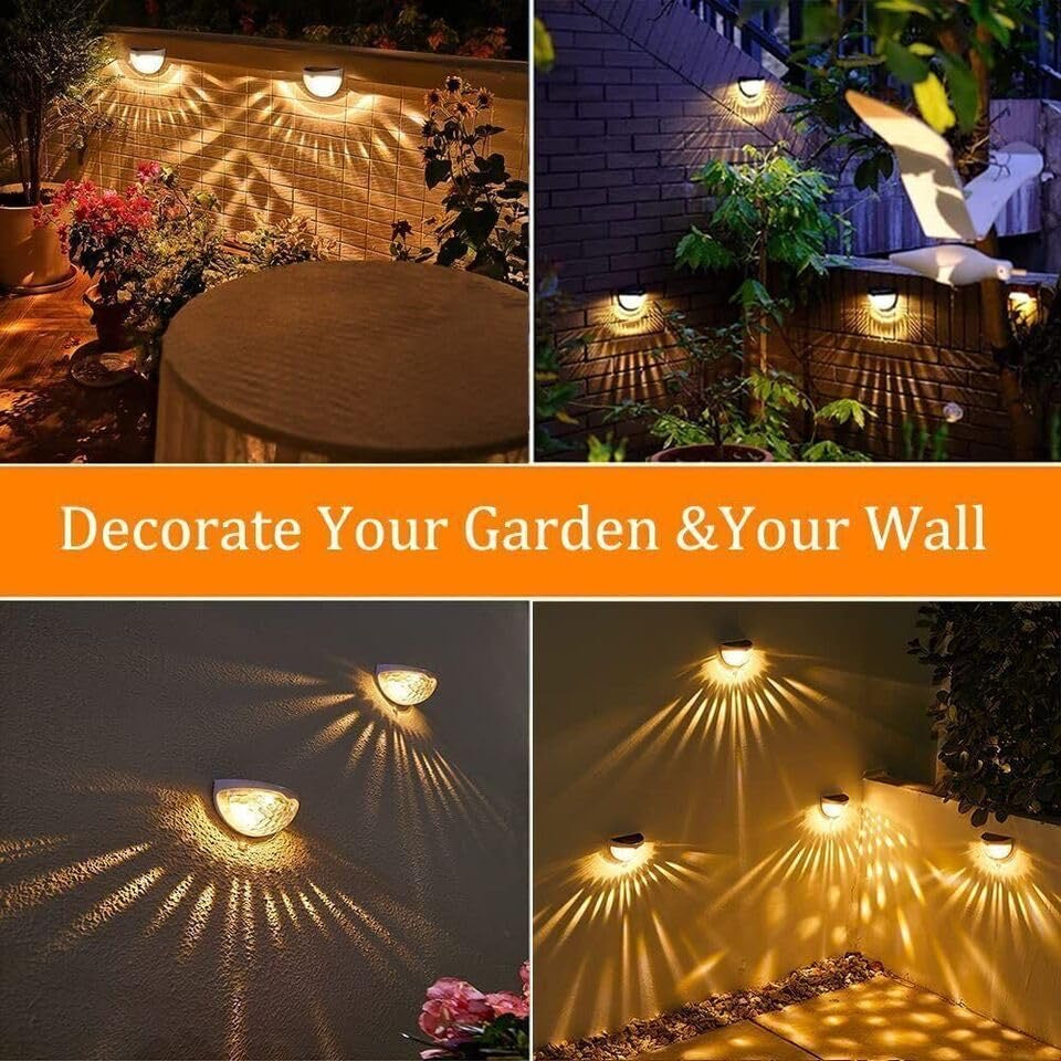 Solar Fence Deck Light, Decorative Lamp Outdoor LED Garden Lighting Solar Powered Wall Lights for Patio, Yard, Garage, Stairway, Gate, Driveway (2pcs Set)
