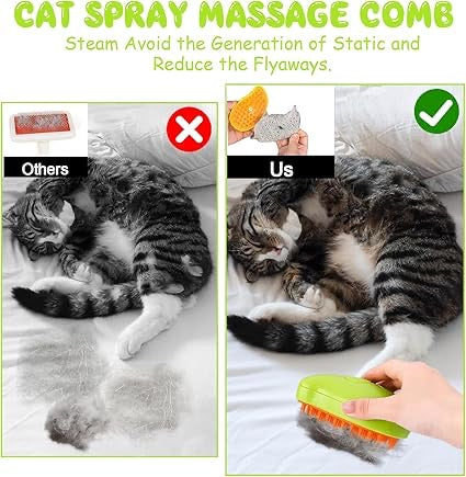 3-in-1 Steam Pet Grooming Brush – Self-Cleaning, Hair Removal & Massaging Comb for Cats & Dogs, Rechargeable