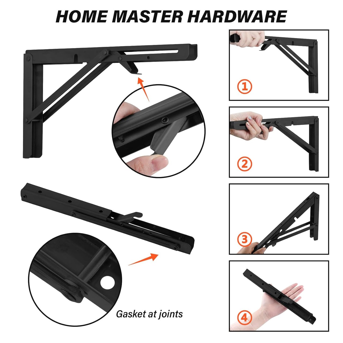 Folding Shelf Brackets (Pack of 2) – Heavy Duty, Space-Saving Wall Mount - 40 CM