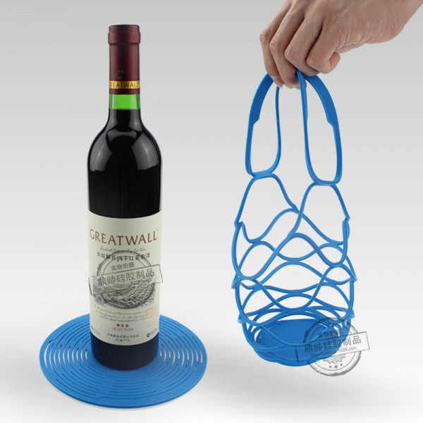 Silicone Portable Wine Bottle Protective Cover Bag – Shockproof & Reusable - Multicolor