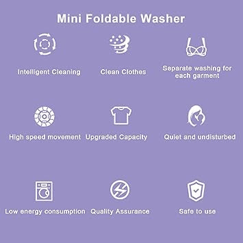 Portable Washing Machine, Automatic Mini Foldable Bucket Washer with Drainage Pipe for Underwear, Baby Clothes, Towels, Socks, 11L Large Capacity for RV Camping Travel Apartment