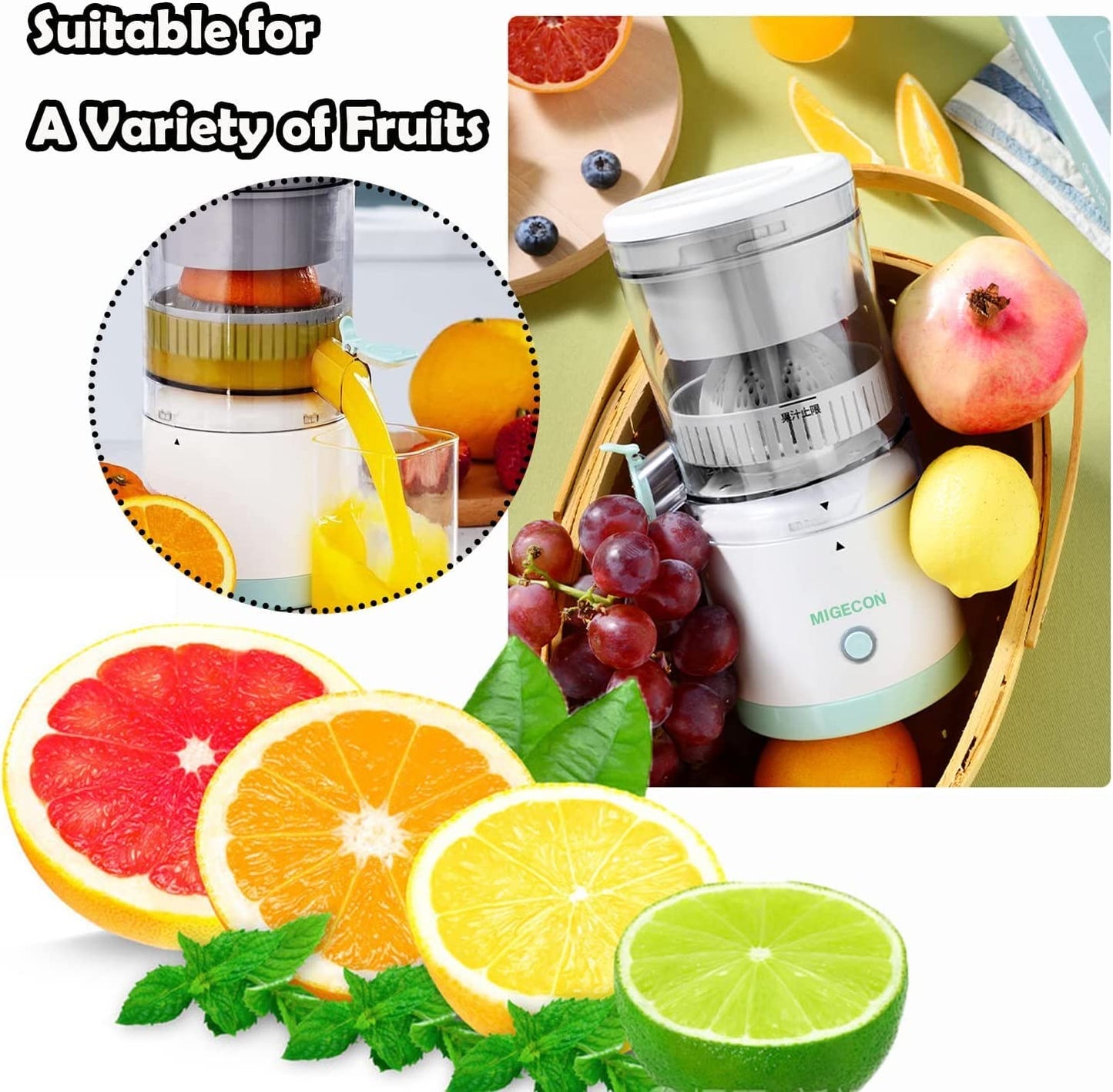 Wireless Electric Citrus Juicer – Portable USB Rechargeable Fruit Squeezer
