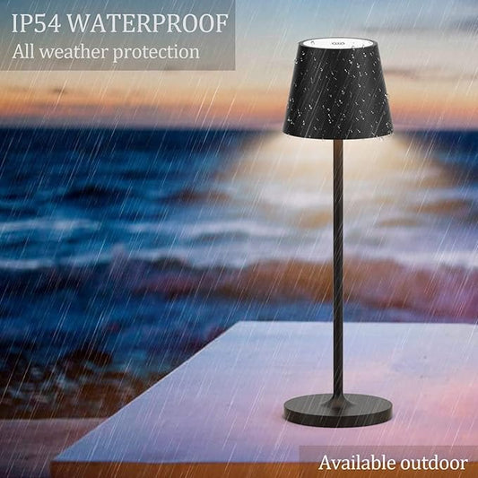 Aluminum Cordless Rechargeable Table Lamp LED Modern Battery Operated 4800mAh Waterproof Portable Stepless Dimmable Desk Lamp for Restaurant/Bedroom/ Camping/Outdoor