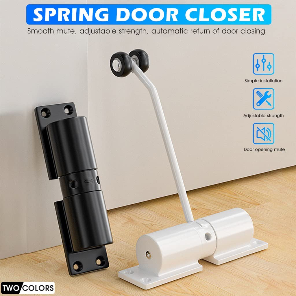 Door Closer, Zinc Alloy Automatic Safety Spring, Adjustable Closing Door Hinge, Quiet Door Closer for Wooden or Metal Door, Security Door, Weight Up to 30 Kgs