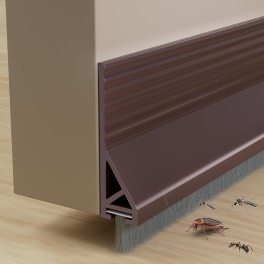 Bottom Door Seal Strip with Brush – 1 Meter Self-Adhesive Weather Stripping for Dust, Insects & Noise Protection