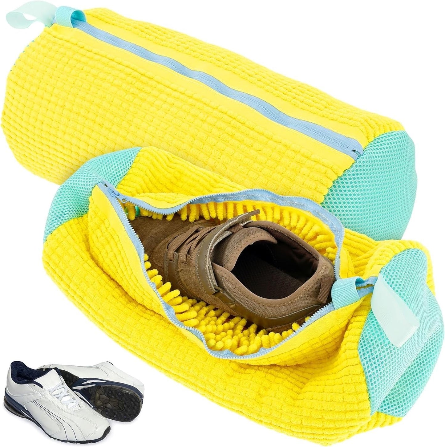 Shoe Washing Machine Bag – Durable Nylon Sneaker Cleaner with Protective Zipper & Breathable Mesh for Running, Canvas & Tennis Shoes (39x19 cm)