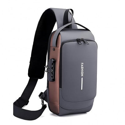 USB Chest Bag with Password Lock – Anti-Theft Sling Shoulder Backpack