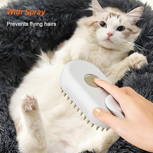 3-in-1 Cat Steam Brush – Shedding, Cleaning & Massage Grooming Comb with One-Touch Spray