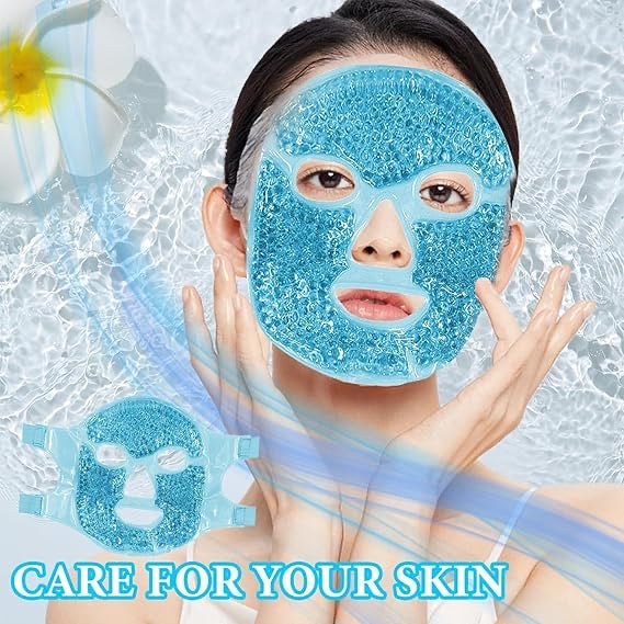 Hot & Cold Gel Bead Face & Eye Mask – Relieves Puffiness, Dark Circles, Migraines & Stress